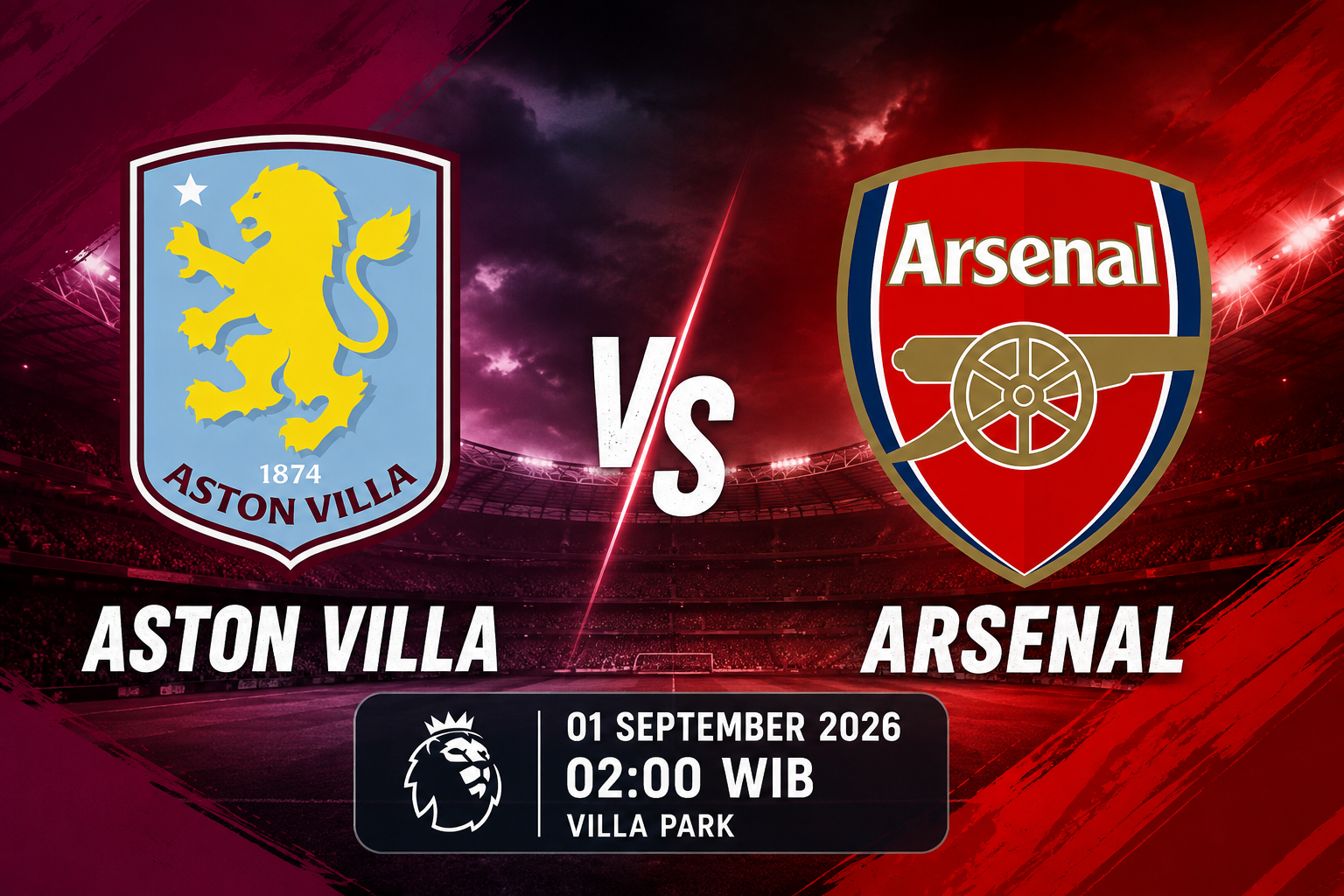 Prediksi Aston Villa vs Arsenal 1 September 2026